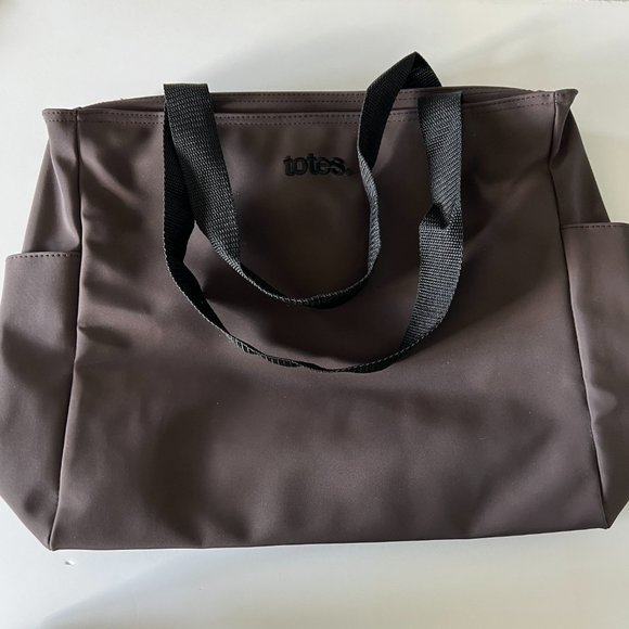 TOTES Carry-All Tote Bag NWOT Dark Chocolate Brown - Picture 1 of 6